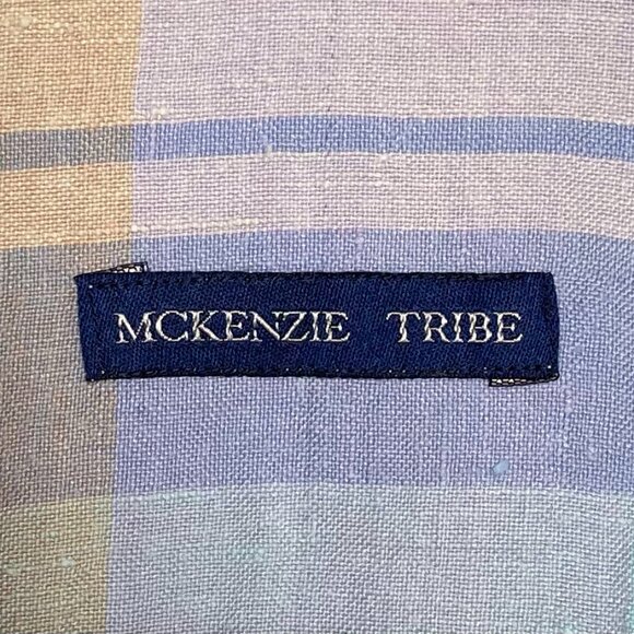 McKenzie Tribe 100% Linen Pastel Plaid Short Sleeve Button Down Shirt Sz L Large - Picture 5 of 6